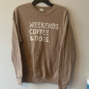 Weekends Coffee & Dogs Crewneck Sweatshirt - Taupe by Wildfox